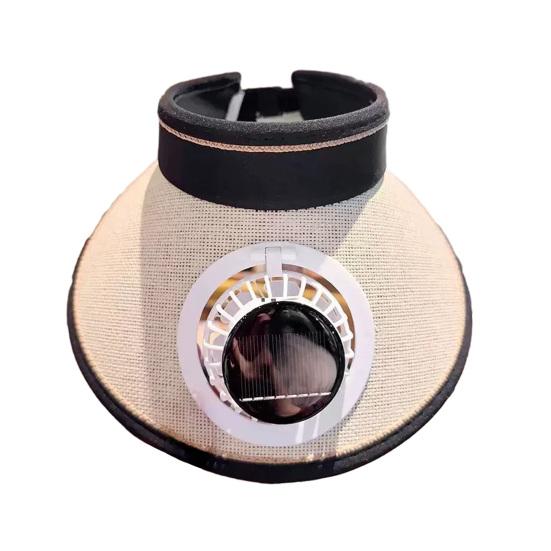 Sun Hat Empty Top Design Extended Brim Full Face Coverage Women Hat with Solar Powered Built-in Fan Adjustable Head Circumference Outdoor