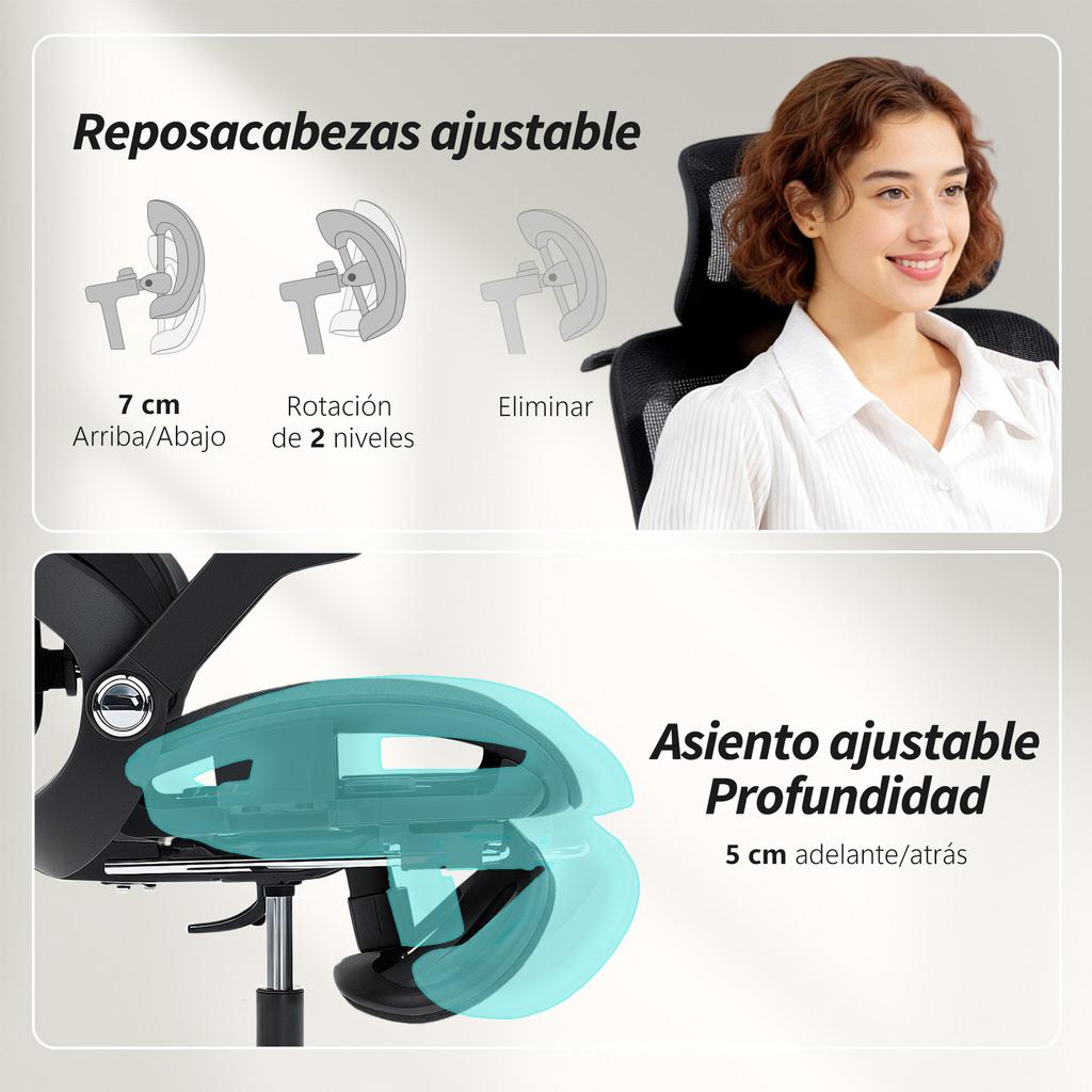 Mesh Office Chair With Footrest Reclining Backrest Lumbar Support Adjustable Armrest And Headrest