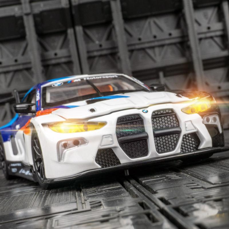 1:24 BMW M4 GT3 Спортивный Автомобиль из Сплава Модель Литой Металлический Игрушечный Автомобиль Модель Транспортного Средства Симуляция Звука и Света Коллекция Детский Подарок