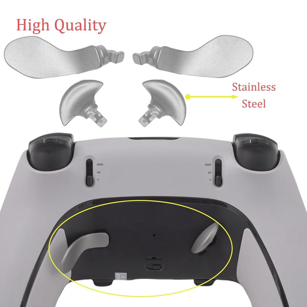4 Pcs Back Paddles Replacement Rear Paddles for PS5 Dual Sense Edge Controller Rear Parts,Interchangeable Metal Rear for PS5 Dual Sense Controller