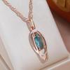 Gold Silver Color Double Round Blue Zircon Pendant Necklace Women Light Luxury Wedding Jewelry Hypoallergenic