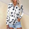 Женская весенняя и модная повседневная рубашка с принтом на молнии с V-образным вырезом и длинным рукавом