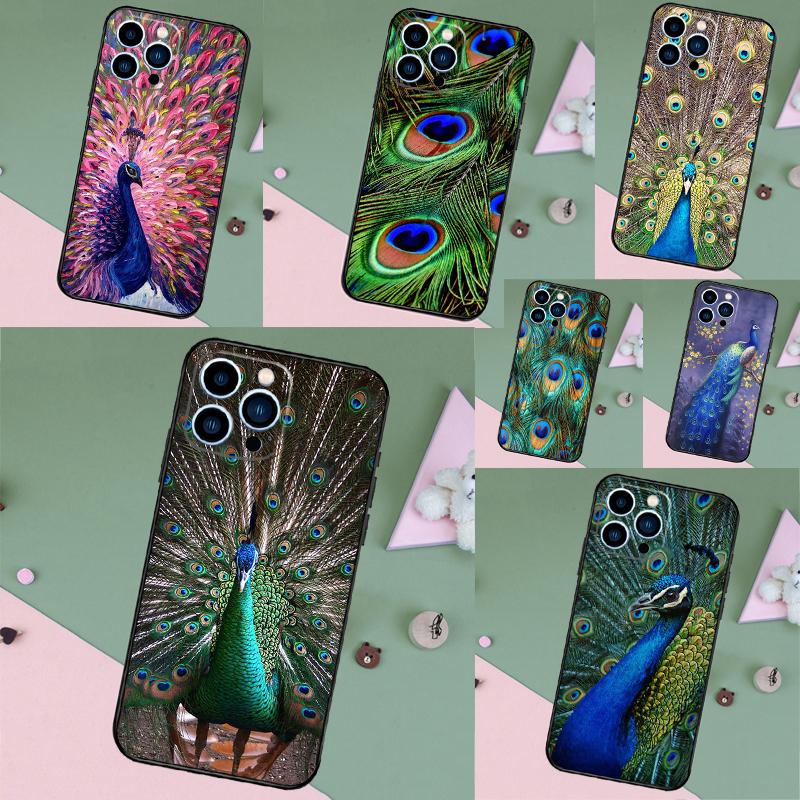 Animal Peacock Pattern Case For iPhone 17 Pro Max 15 14 13 12 11 16 Pro Max Plus 12 13 Mini 16e 17 Air Back Cover