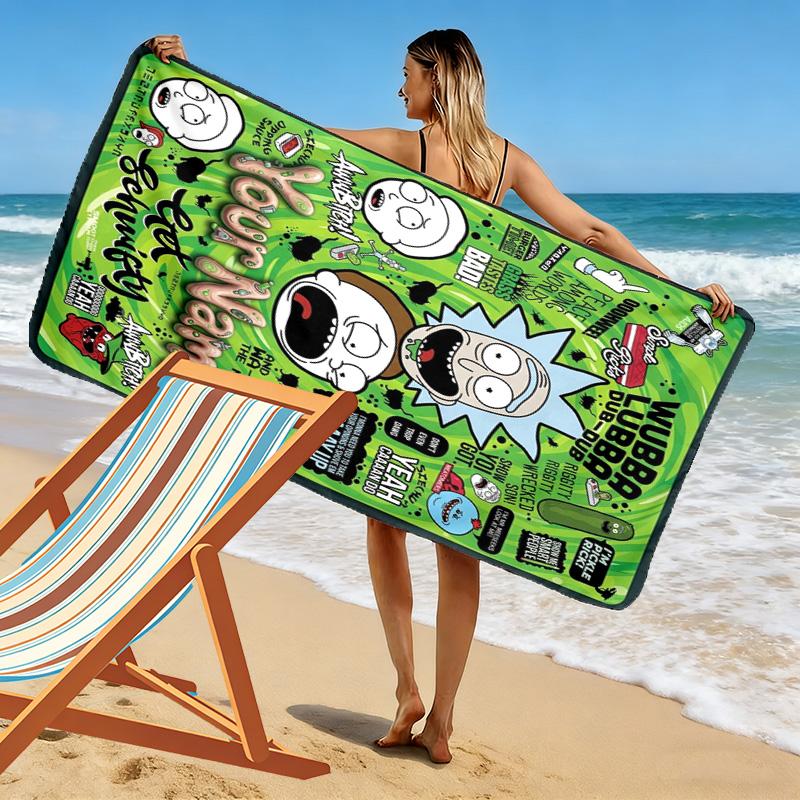 Name Custom Morty rick Print Beach Towel, Large Soft Quick Dry Towel for Beach Camping Swimming