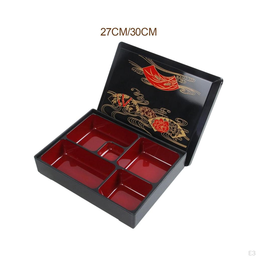 Японский контейнер для еды бенто-бокс 5 отделений с крышкой,Традиционный,Поднос для суши,Сервировочное блюдо для