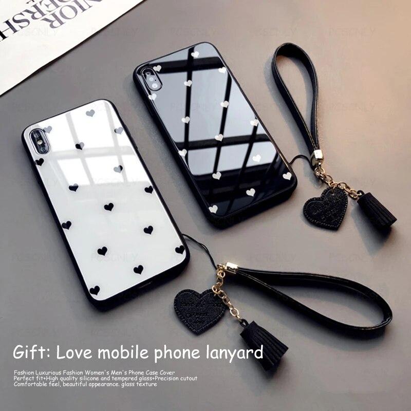 Glass Case For Samsung Galaxy A10 A20 A30 A40 A50 A60 A70 A80 Fashion Love Heart Phone Hard Cover