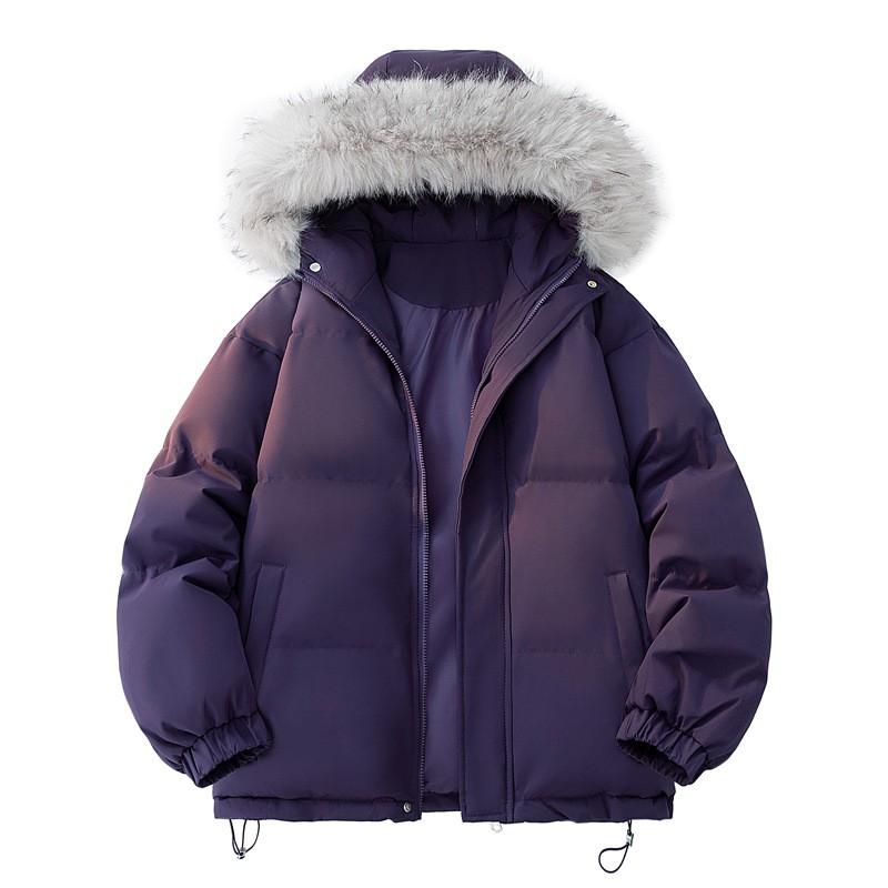 Fashion Casual Drawstring Hem Padded Jacket Winter Hooded Coat Trendy Couple Outerwear