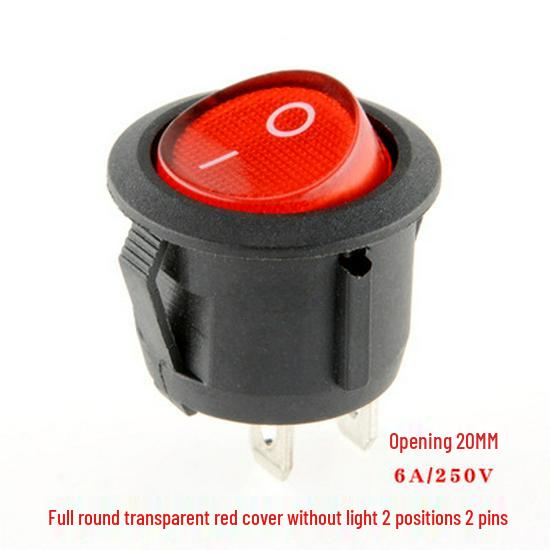 Кулисный переключатель KCD1: Круглый, Подсветка, 2/3/4-контактный, 2/3-позиционный, 6A 250V, Отверстие 20 мм.