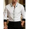 Мужская рубашка FGKKS Модный бренд Новая Пэчворк Длинный рукав Smart Casual Микроэластичная Мужская Белая Деловая рубашка Четыре сезона