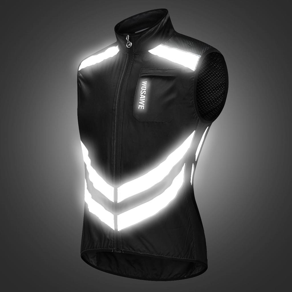 Cycling Vest WOSAWE Bike Sleeveless Gilet Windproof Hi Viz Reflective Clothing