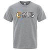 Letters Made Up Of Cats Funny Print Tshirts Men Oversized Cotton Clothing T-Shirt High Quality Brand Loose Shirts