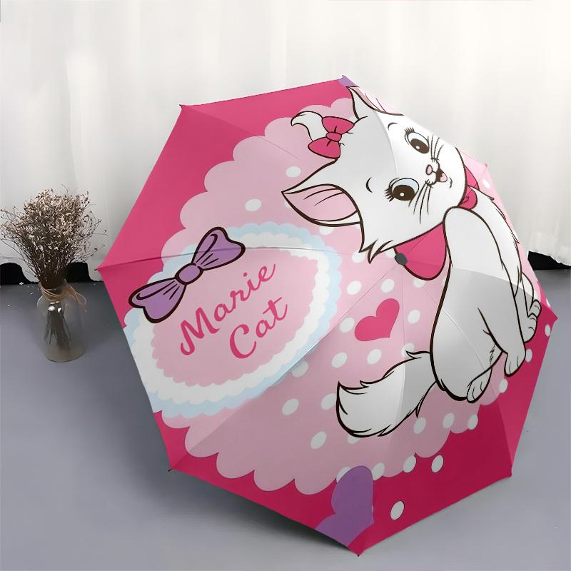 Marie Cat Themed Automatic opening and closing folding umbrella, 8 rib windproof, compact travel design, suitable for all occasion | Fashion