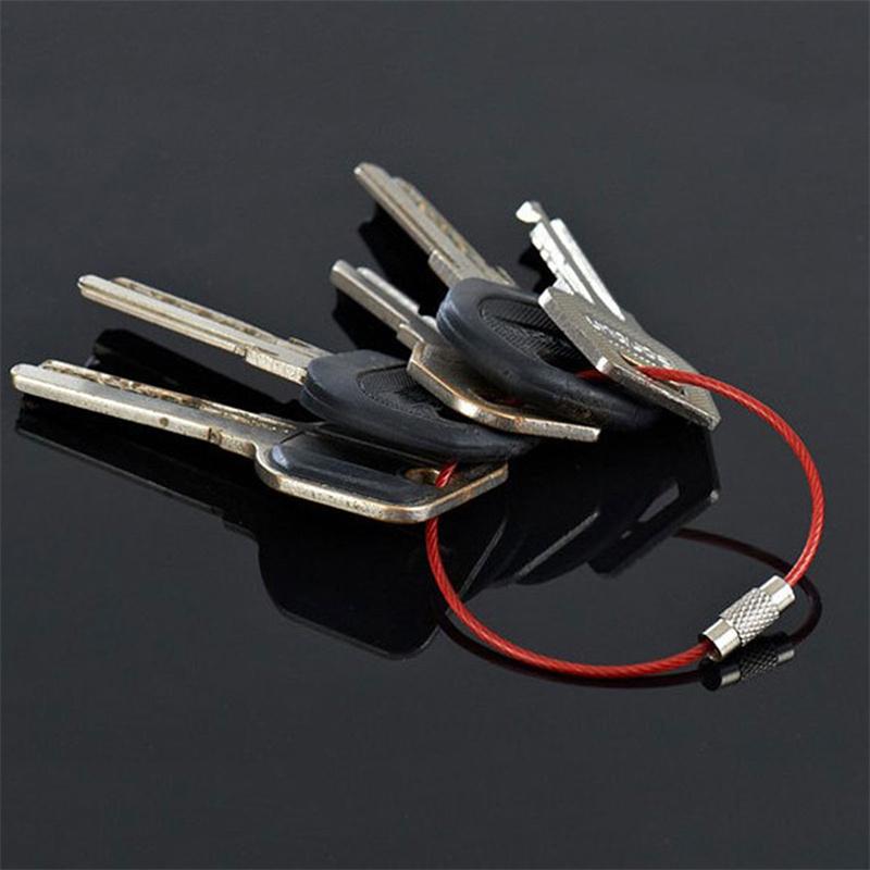 1 Pcs Key Holder Outdoor Tools Wire Keyrings Cable Rope Screw Locking Key Chain