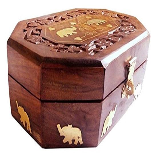 Коробка для хранения украшений в стиле слона, деревянная шкатулка для украшений ручной работы для женщин, резьба по дереву