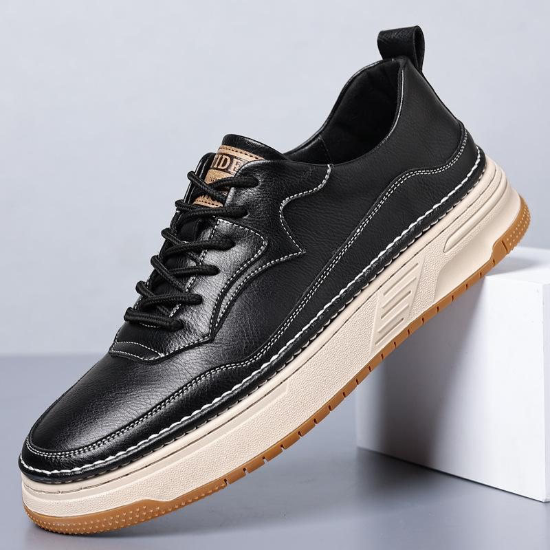 Men's Shoes 2024 Autumn New British Outdoor Fashion Casual Leather Shoes Men's Autumn Thick-soled Black Work Shoes Size 38-43