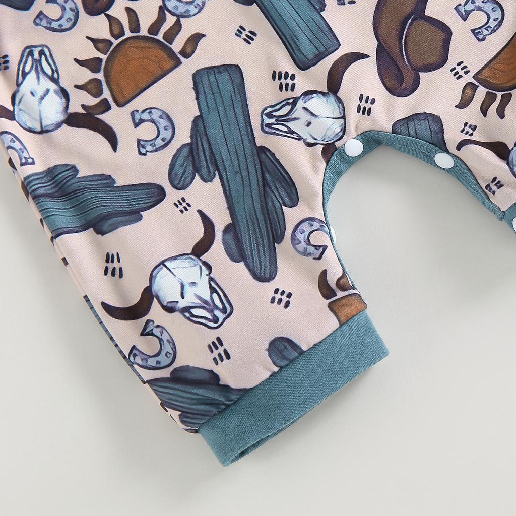 Baby Boys Summer Jumpsuit Casual Bull Head Print Short Sleeve Romper for Newborn Infant