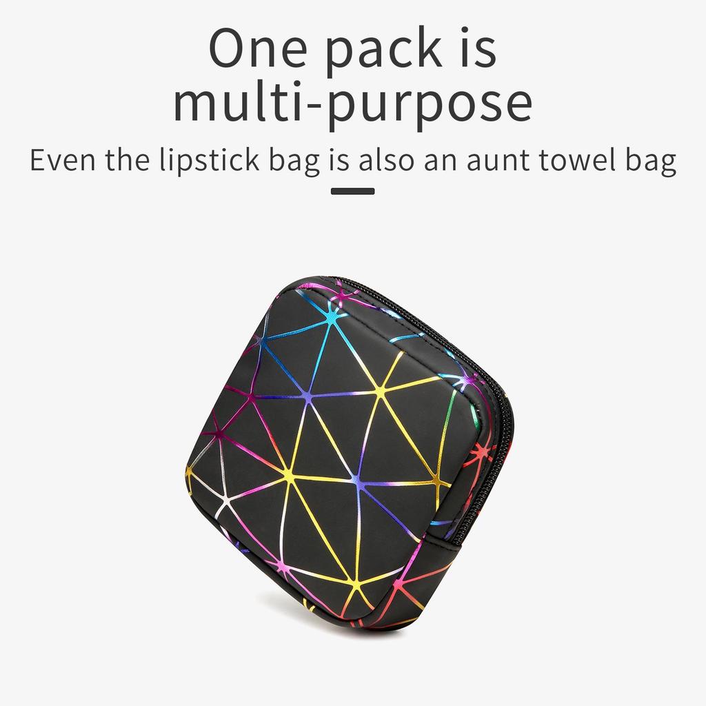 ПУ Многоцелевая сумка для гигиенических прокладок с ромбовидным узором: Портативная менструальная прокладка, помада и кошелек для монет для девочек