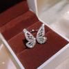 Hollow Butterfly Paved CZ Jewelry Set for Women, Luxury Pendant Necklace Earrings Ring, INS Style High-End Clavicle Chain