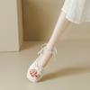 Platform sandals women's spring and summer new pearl word with bow fashion single shoes fairy style thick heel open-toed women's shoes