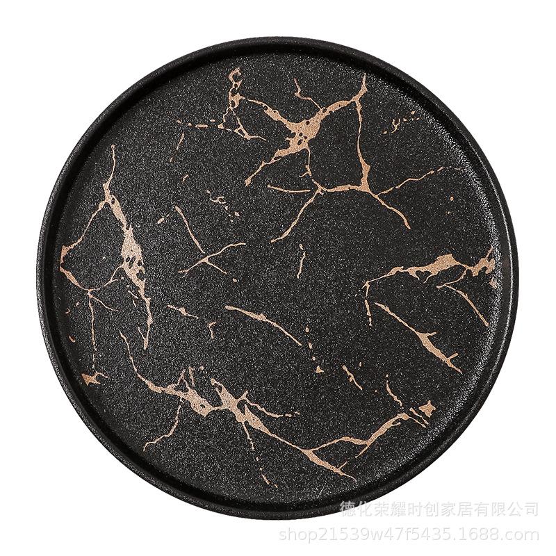 Японская креативная керамическая тарелка для западной еды с мраморным узором и кромкой, тарелка для стейка, сервировочная тарелка для гостиничной посуды