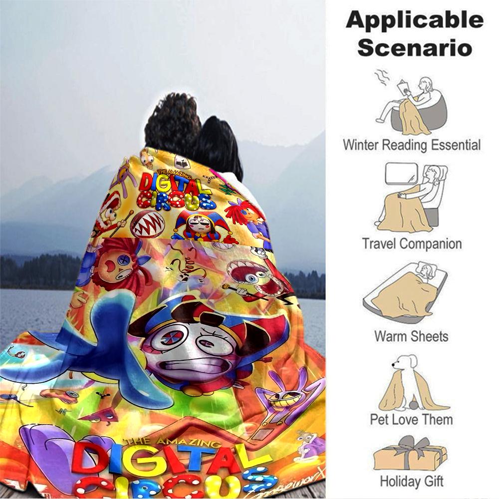 1Pc Digital Circus Adventure Blanket Soft Throw Blanket For Home Bedroom Bed Sofa Travel Office Solid Christmas Blanket