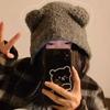 Gray Floppy Bear Hat: Versatile Winter Wool Knit with Ear Protection
