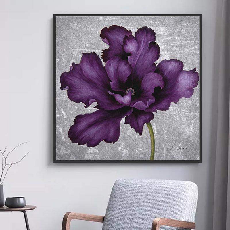 Современное настенное искусство Cuadros Decor, абстрактный большой фиолетовый цветок, холст, картина для декора гостиной, спальни, декоративные постеры с принтом