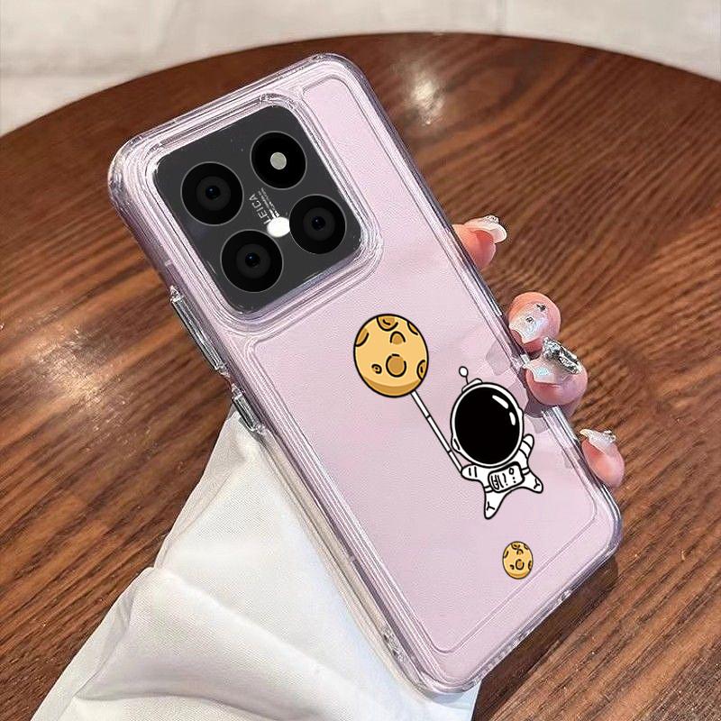 Чехол с рисунком планеты и мультяшным астронавтом для Xiaomi Redmi Note 15 Pro 4G Funda Redmi Note 14 13 Pro 5G Прозрачный силиконовый мягкий чехол