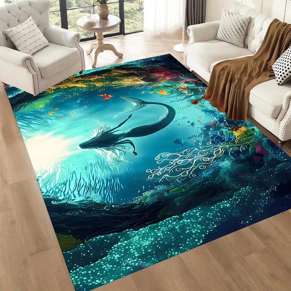 Mermaid's Underwater Adventure Floor Mats for Living Room, Bedroom and Room Decoration Are Suitable for Gifts.