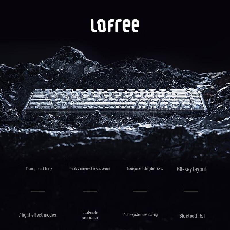 LOFREE Transparent 1% Dual-Mode Wireless Mechanical Keyboard