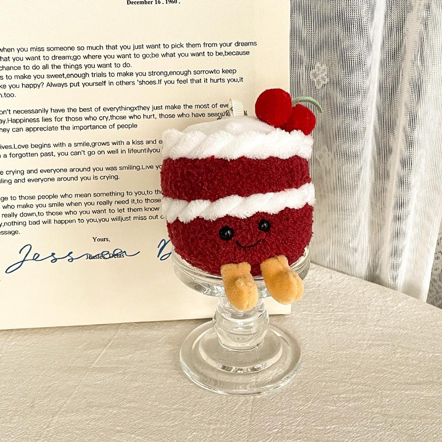 Cherry Cake Plush Keychain With Pp Cotton Filling For Birthday Gift Decoration Special Characters Included