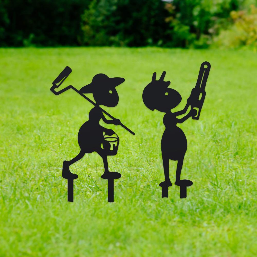 Забавный декор для сада в виде муравья-фермера с вилами и тележкой, уличный садовый арт, животные, садовый колышек-муравей для газона или сада