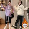 2024 Korean-Style Girls' Hooded Sweatshirts: Trendy, Plus Velvet, Warm Tops for Kids - Autumn & Winter Collection
