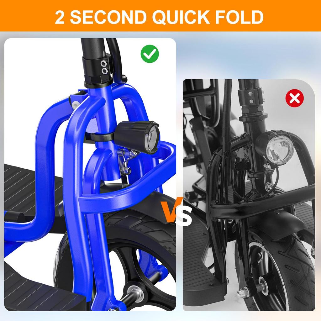 Портативный складной электрический скутер для мобильности с 3 колесами 48В/10Ач 6 км/ч