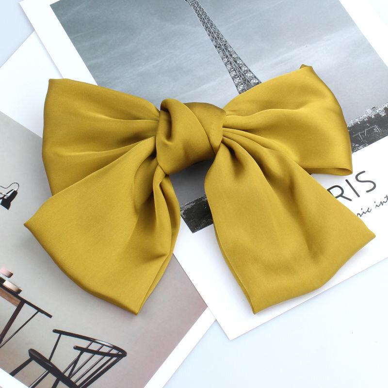 New Bow Ribbon Hair Clip Women Fashion Solid Bowknot Satin Hairpin Rubber Band Girls Ponytail Clip Hair Accessories