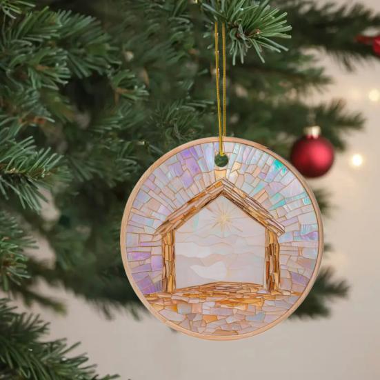 Рождественский вертеп, акриловый христианский кулон, религиозный рождественский елочный подвесной орнамент