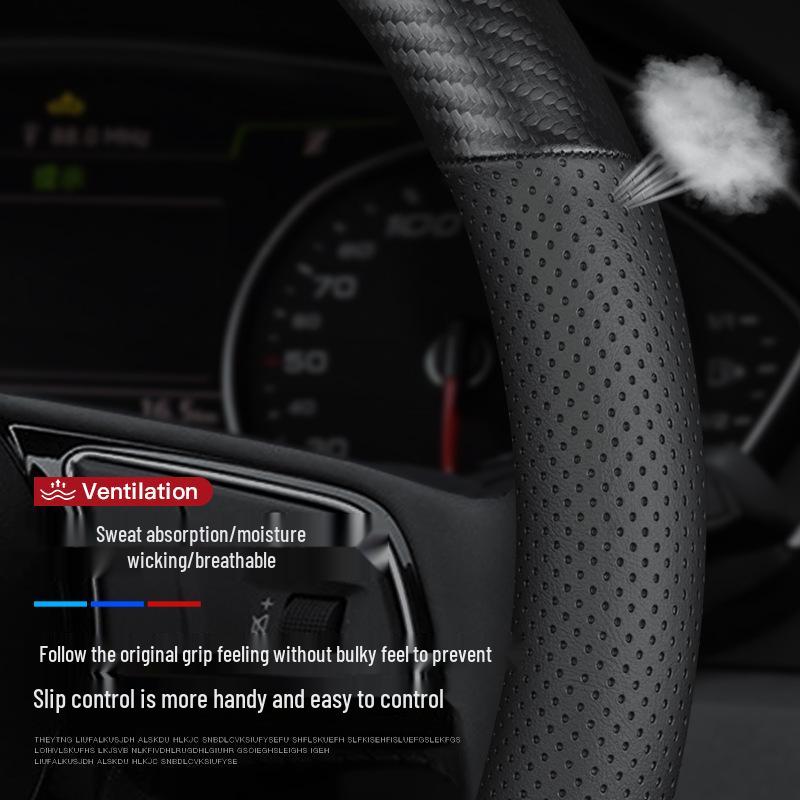 Compatible Baojun Steering Wheel Cover - Genuine Leather & Carbon Fiber for 730, 510, 560, 310W, 530, 630, 360, RS5 Models