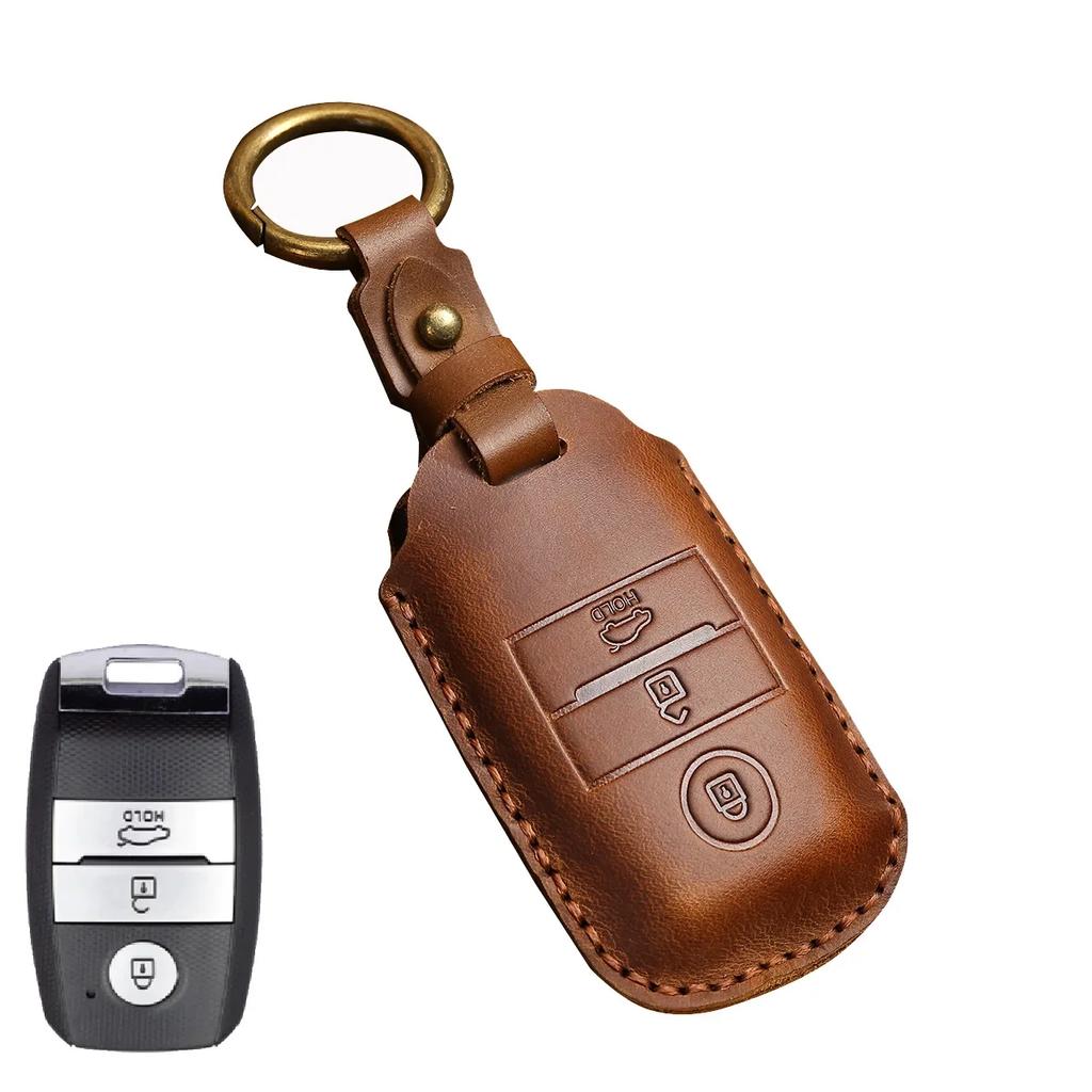 Кожаный чехол для 3-кнопочного автомобильного пульта-ключа для Kia Sportage Cerato Optima K2 K3 K4 K5 Rio Picanto K2 Soul Sorento Ski Sedona