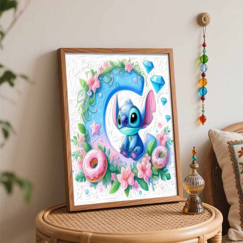 Disney Oil Painting Art Stitch Donuts Flowers Gems Hobby Cultivating Gifts Home Decoration