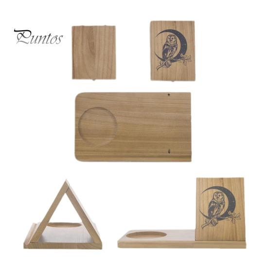 Wooden Bookshelf Organizer with Phone Holder Natural Wood Triangle Book Stand Desk Valet with Cup Holder Picture Frame