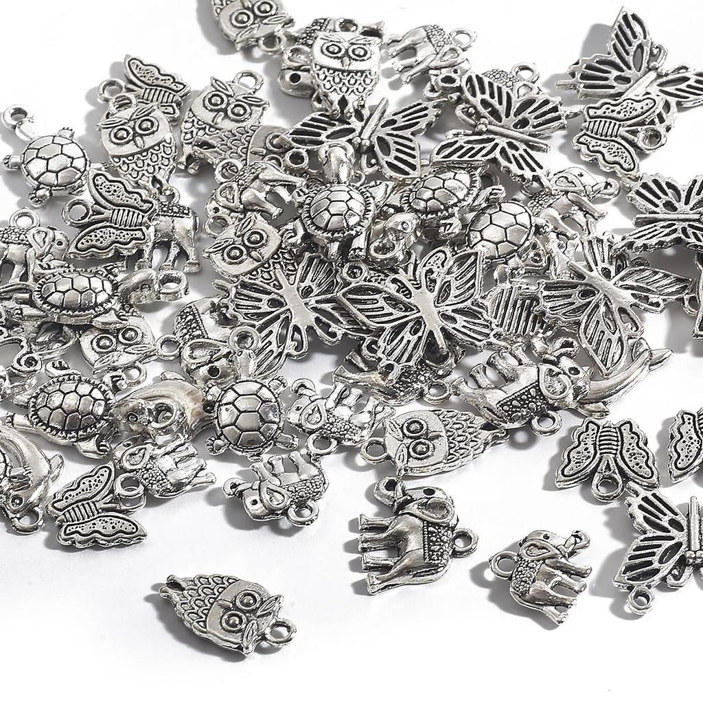 Серебряные подвески-шармы в виде животных для изготовления украшений своими руками - 10-30 штук