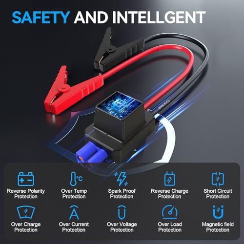 NWISE Пусковое устройство, Пиковый ток 2000А, Большая емкость, 12В Стартер автомобильного двигателя (Совместим с бензиновыми двигателями до 8,0 л и дизельными двигателями 7 л