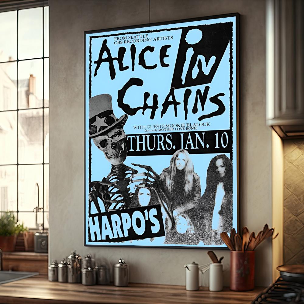 Ретро Музыка Alice In Chains Плакат Домашний Декор Высококачественная Крафт-бумага Плакат Настенная Живопись Кабинет Домашний Декор Гостиной