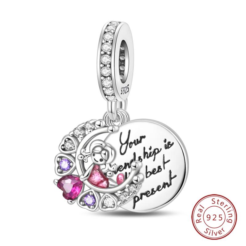 Настоящая медь Розовая серия Шармы-бусины в форме сердца Подходят для оригинальных браслетов Qikaola Сделай сам Украшения на День матери Подарок для мамы