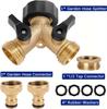 3/4" Brass Garden Hose Connector, 2-Way Y-Distributor Tap Fitting with On/Off Valves, for Home Garden Outdoor Use