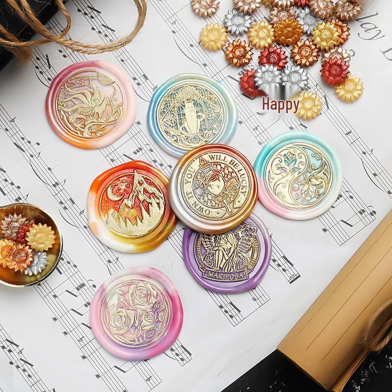 Huidisi Перламутровые Гранулы Сургуча Смешанных Цветов Подсолнух для Штампов