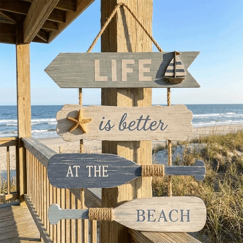 Flip Flop Shape Wooden Wall Hanging Ocean Theme Wall Hanging Pendant Living Room