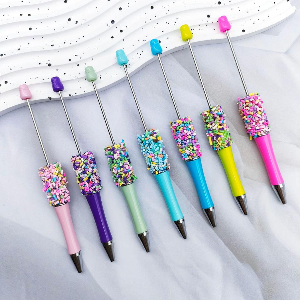 Милая вращающаяся ручка с бусинами - Разноцветная конфета Игла DIY Party Pen