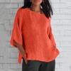 Women's Fashion Half Sleeve Round Neck Solid Colour Loose Casual Shirt Top