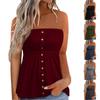 Women's Solid Color Sexy Off-the-shoulder Slim-fit Pullover Sleeveless Button Decoration Top